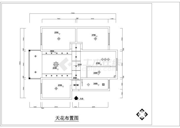 海安市某方正户型室内装修cad布置施工图-图一