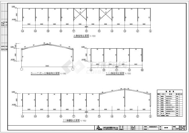 24米跨L型厂房四坡屋面钢结构设计施工图-图一