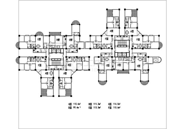 祁阳高层住宅户型经典底商私人住宅楼设计CAD详细建筑施工图-图二