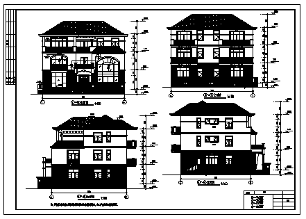 某三层带地下室中式独栋别墅建筑施工cad图_别墅施工-图一