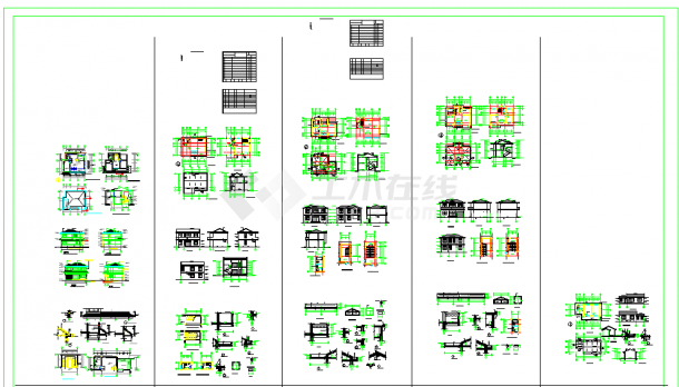 某地区5套别墅建筑结构施工cad设计图-图二