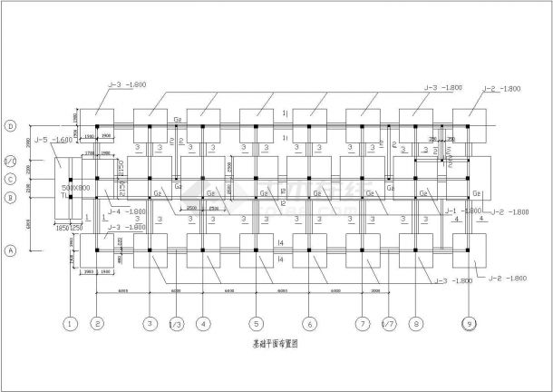 福州市建设路某广告公司3层框架结构办公楼建筑结构设计CAD图纸-图一