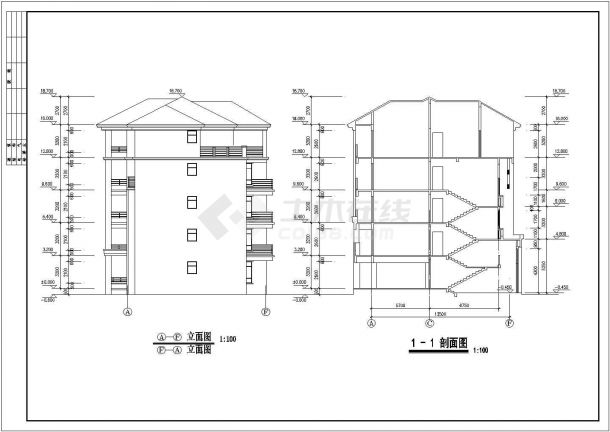 上海小区二期3楼建筑设计全套施工cad图-图一