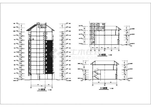 佛山沿街小高层底商私人住宅楼设计CAD详细建筑施工图-图二
