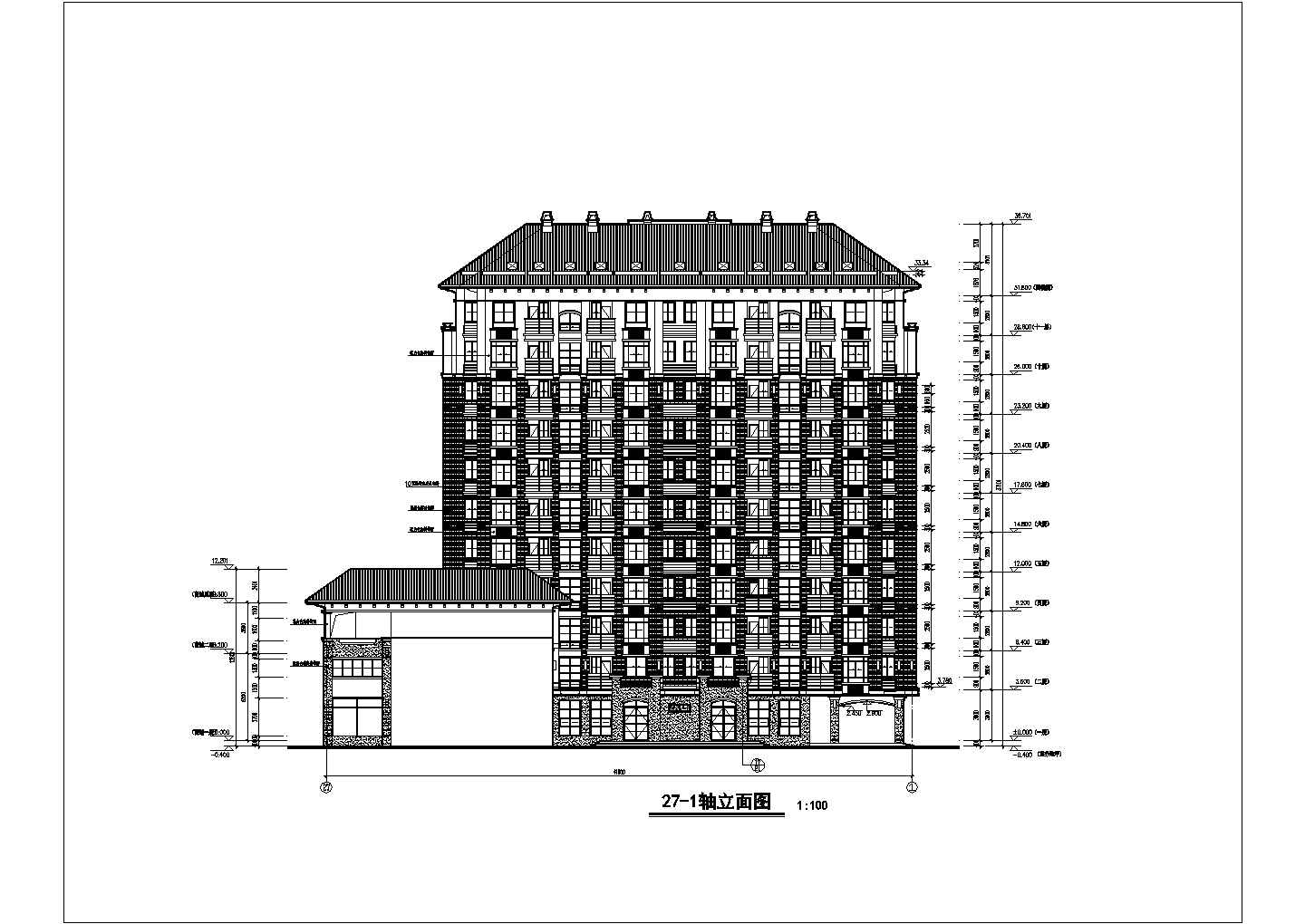 佛山沿街小高层底商私人住宅楼设计CAD详细建筑施工图