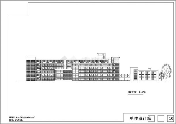 长103米宽86米6层24100平米大学教学楼建筑设计cad图纸-图一