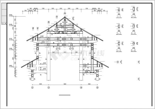 某地区中式戏台、祠堂建筑设计施工CAD图纸-图一