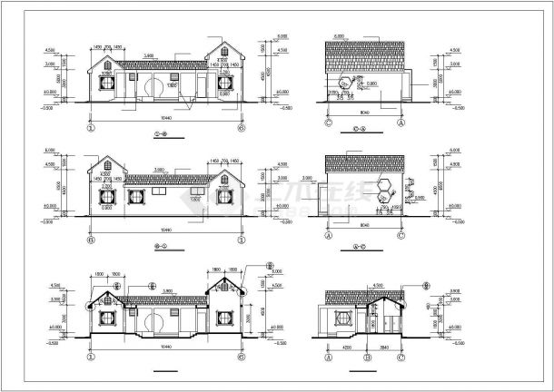 某地区仿古管理用房建筑设计施工CAD图纸-图二