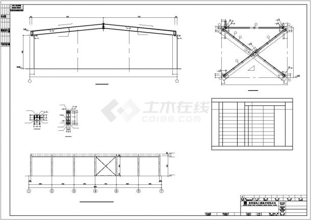 某层排架结构工业仓库建筑结构设计施工CAD图纸-图一