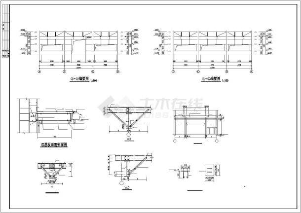 某地区钢结构厂房建筑完整设计施工CAD图纸-图一