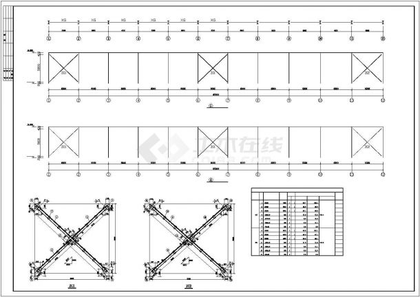 某地区40米双跨钢结构厂房建筑设计施工CAD图纸-图二