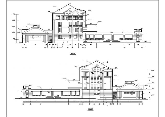 某四层框架结构学校教学楼立面设计方案图纸_图1