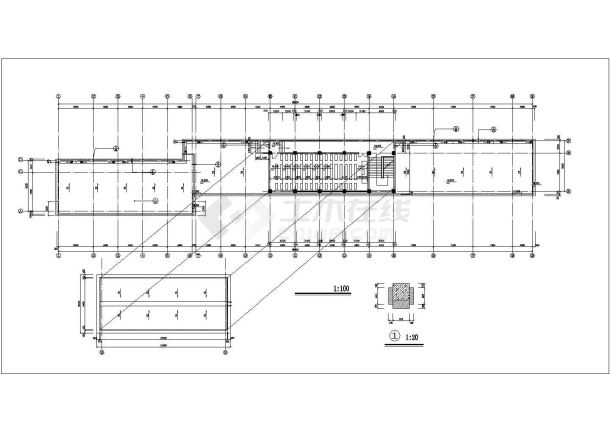 4层简单的大学教学楼建施施工cad图纸（长86.8宽9.2米）-图一