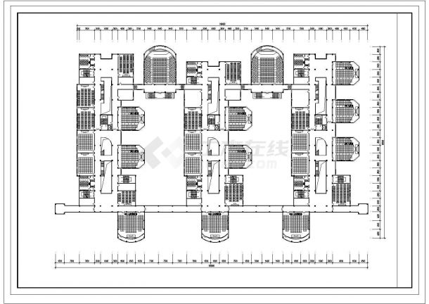 6层37550平米大学教学楼建筑设计cad图纸（长160.5米宽98.4米）-图一