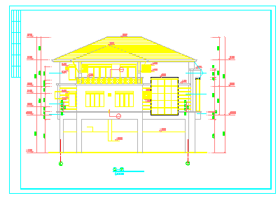 某两层别墅坡地建筑施工cad设计图