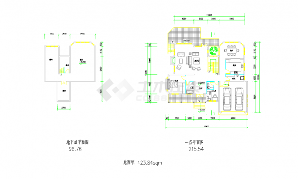 某地某多层滨水别墅建筑方案图含效果图CAD施工图纸-图二