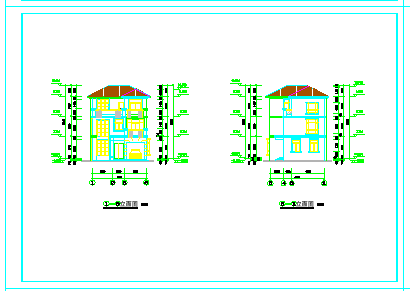 某地区三层别墅建筑cad施工设计图-图二