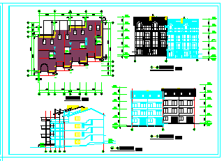 某地三层别墅施工建筑cad设计图纸-图二
