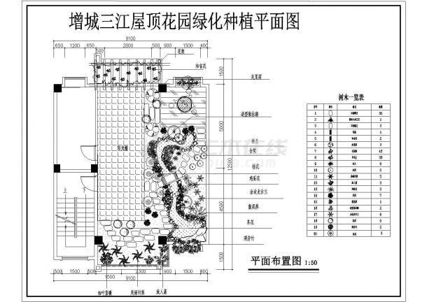 珠海市三江花园小区高层住宅楼的屋顶花园平面设计CAD图纸-图一