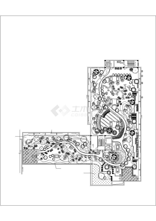太原星桥花园小区住宅楼屋顶花园平面设计CAD图纸（2套方案/含尺寸图）-图二