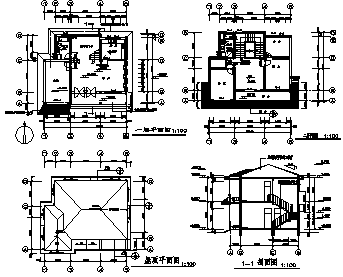 别墅设计_某二层砖混结构小型坡屋顶别墅结构施工cad图纸_图1