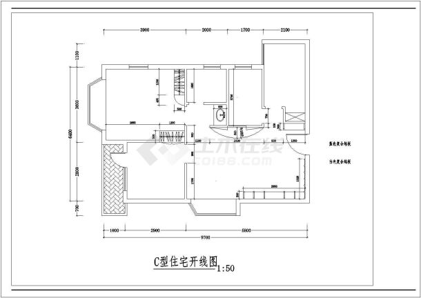 两室两厅住宅室内装修cad平面布置施工图-图一