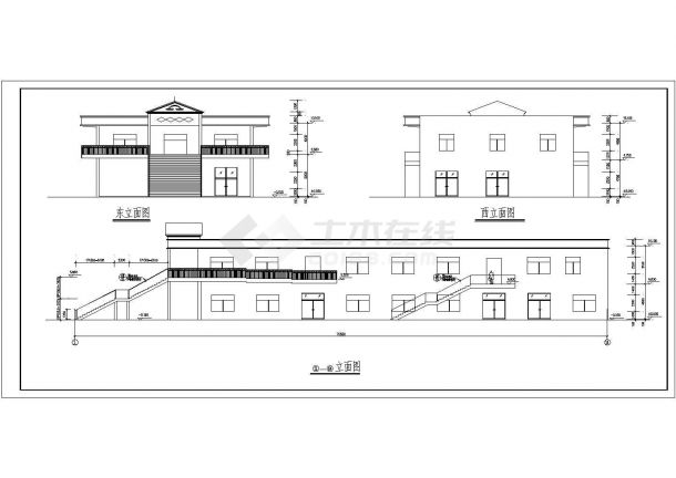 浙江省某大学高校二层食堂综合楼CAD设计施工图纸dwg格式-图一