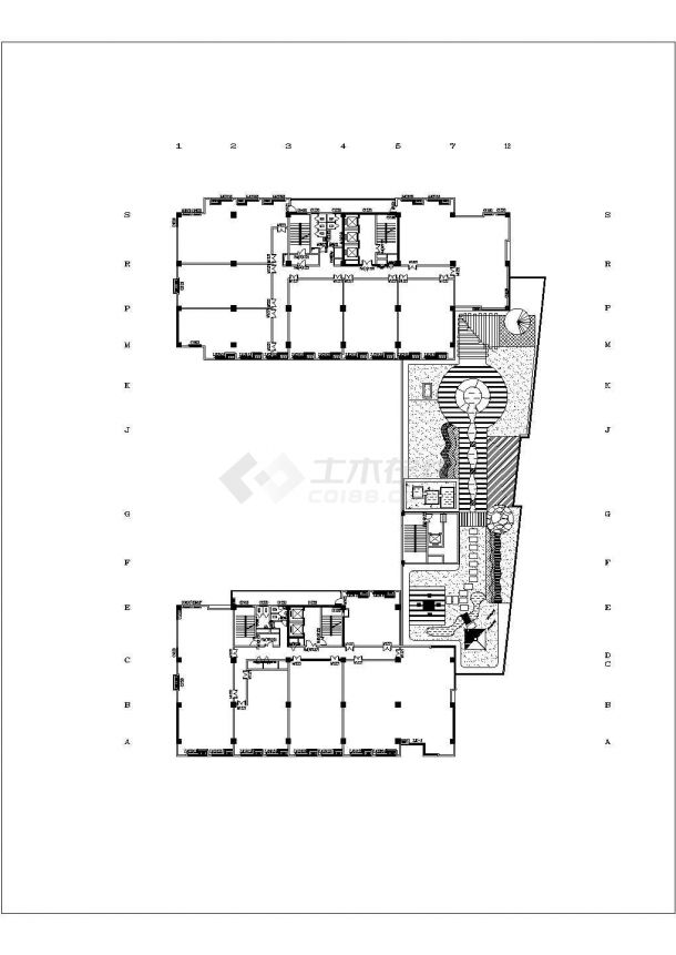 南京市碧水豪园小区高层住宅楼屋顶景观花园平面设计CAD图纸-图一