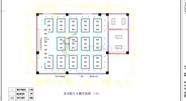 重庆某污水处理厂多功能厅装修图CAD图纸-图四