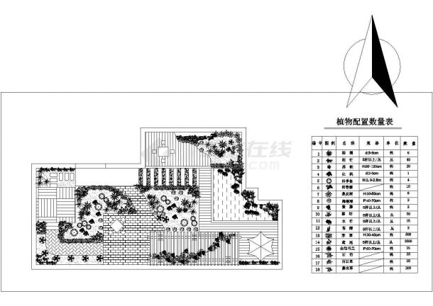 安顺市职业技术学院教学楼屋顶景观花园平面设计CAD图纸-图一