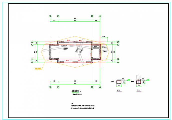 某地某别墅区景观房-便利店结构设计图CAD图纸_图1