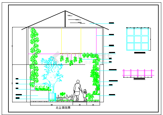 某屋顶花园绿化布置cad设计图纸-图二