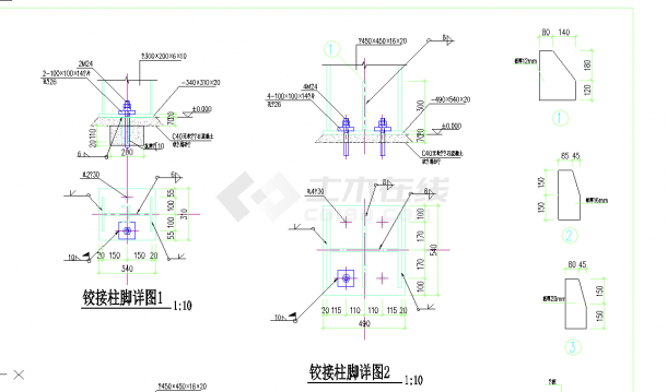 某地钢结构柱脚节点详图CAD图纸-图一