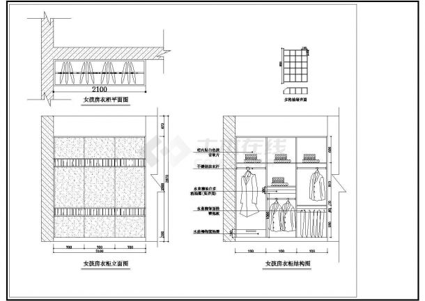 江苏某小区经典两居室室内装修cad方案施工图-图二