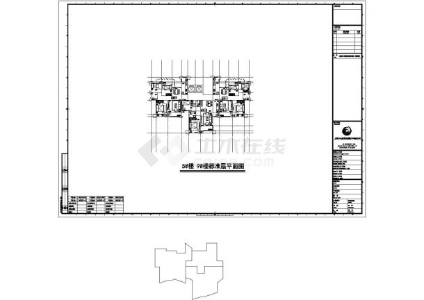 青岛市莫奈印象小区住宅楼标准层平面设计CAD图纸（87+87+78/1梯3户）-图一