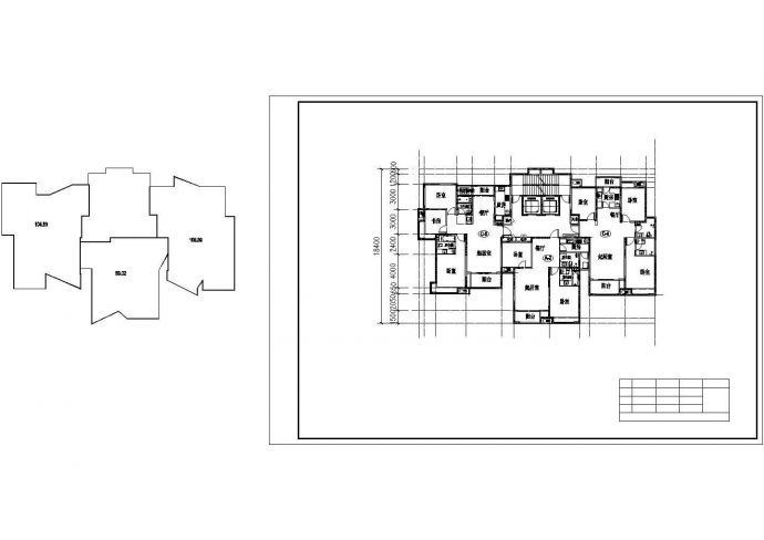 郑州银桥花园小区住宅楼标准层平面设计CAD图纸（127+101+128/1梯3户）_图1