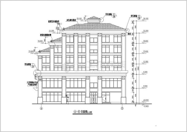 岳阳旅馆方案底商私人住宅楼设计CAD详细建筑施工图-图一
