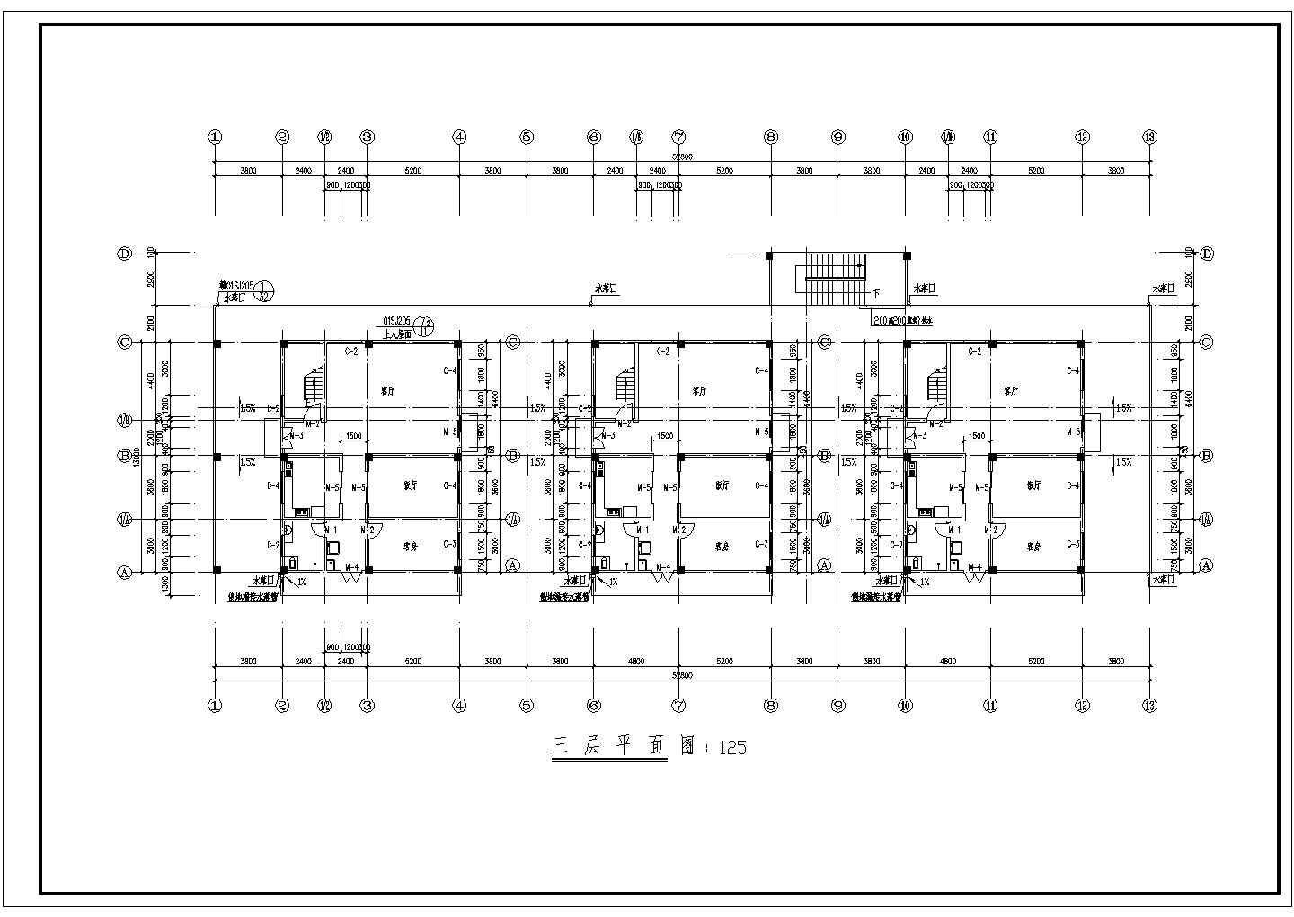 彭泽商住楼底商私人住宅楼设计CAD详细建筑施工图