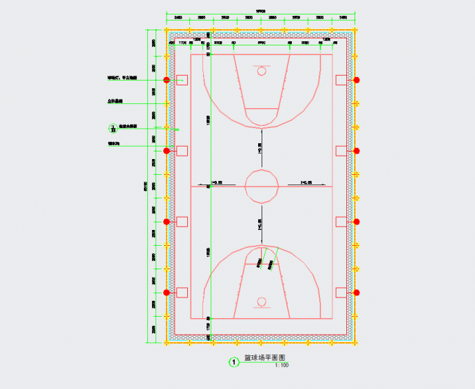 某地篮球场土建详图CAD图纸_图1