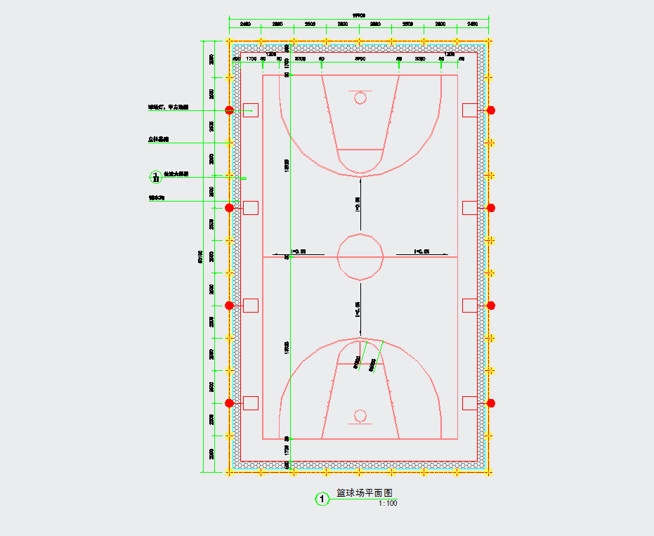 某地篮球场土建详图CAD图纸