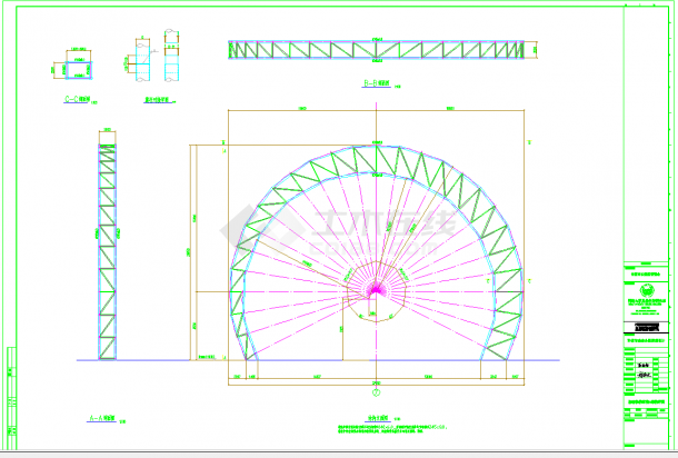 某地某公园钢结构桁架造型建筑施工图CAD图纸-图一