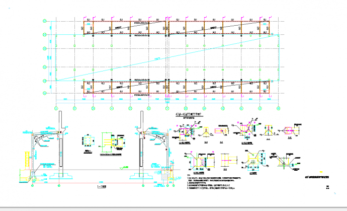 某地排架车间改办公楼钢结构加固施工图CAD图纸_图1