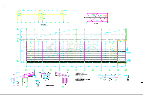 某地排架车间改办公楼钢结构加固施工图CAD图纸-图二