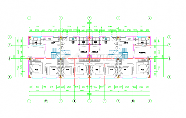 某地上海院子140+130㎡联排别墅户型图设计CAD图纸-图一