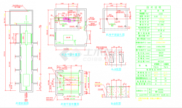 某地双开门货梯钢结构节点详图CAD图纸-图二