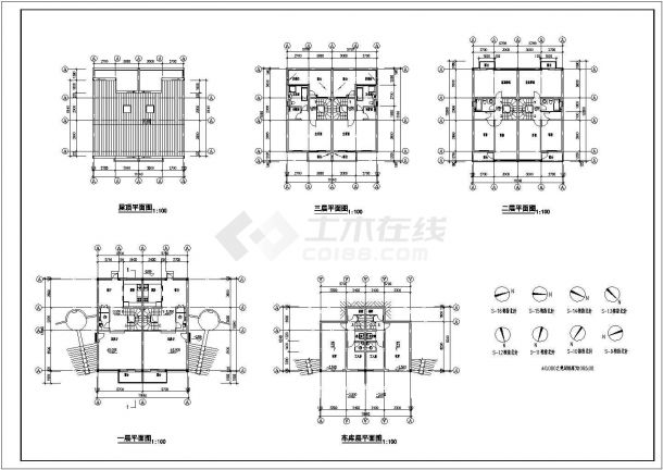 三层独栋别墅全套建筑设计施工CAD图-图一