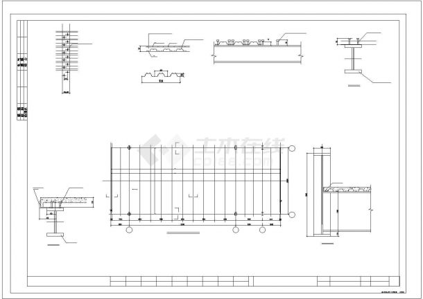 太原市某大型商业街三层钢结构过街天桥全套结构设计CAD图纸-图一
