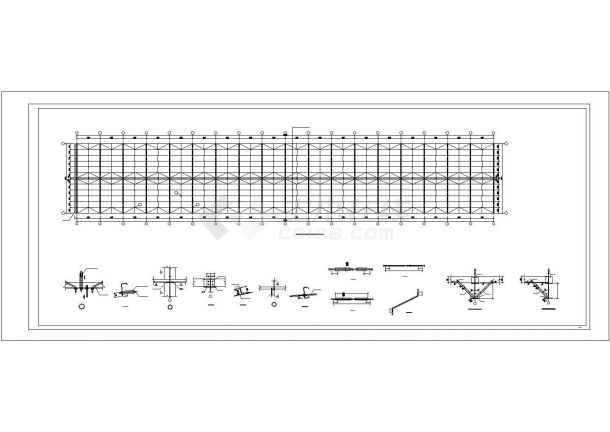 达州市某皮革厂18x108米的钢结构加工车间全套结构设计CAD图纸-图二