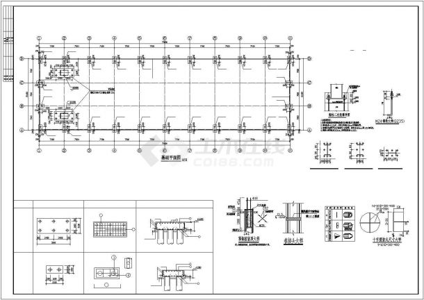 泉州市某炼钢厂21m跨门式刚架结构厂房全套结构设计CAD图纸-图二