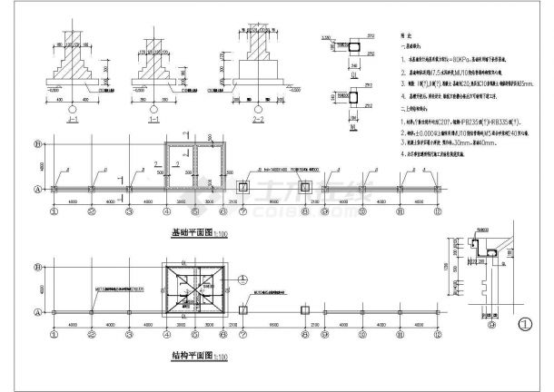 某简单实用大门CAD结构设计完整施工图-图二